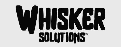 Black 'Whisker Solutions' logo on a light gray background